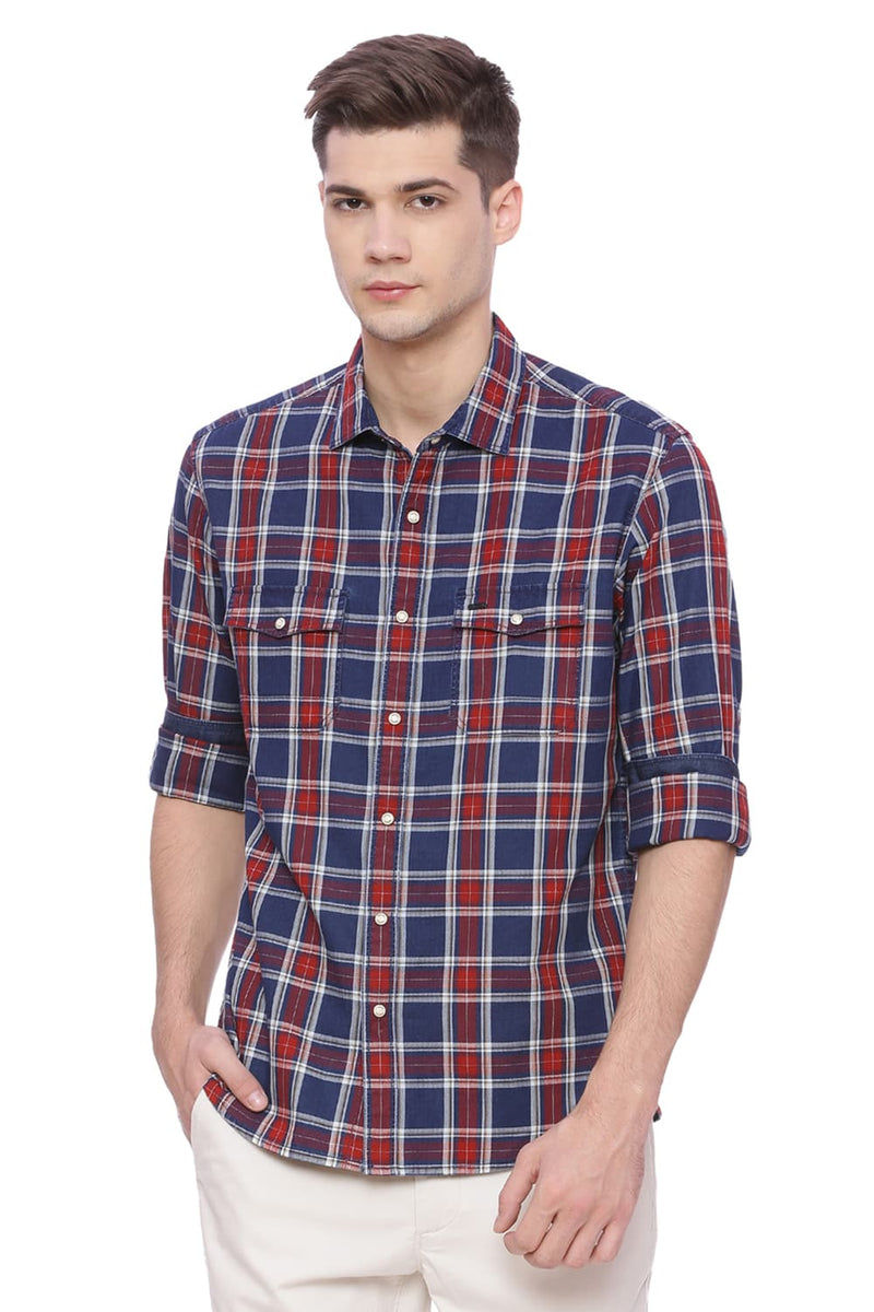 BASICS SLIM FIT CHECKS SHIRT