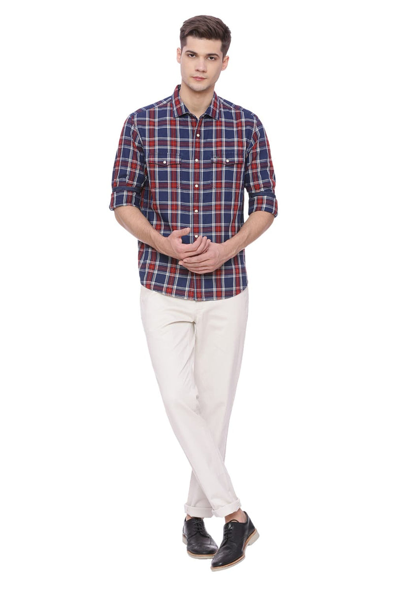 BASICS SLIM FIT CHECKS SHIRT