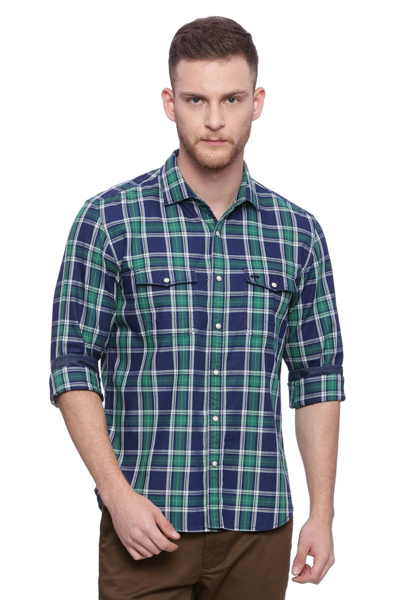 BASICS SLIM FIT CHECKS SHIRT