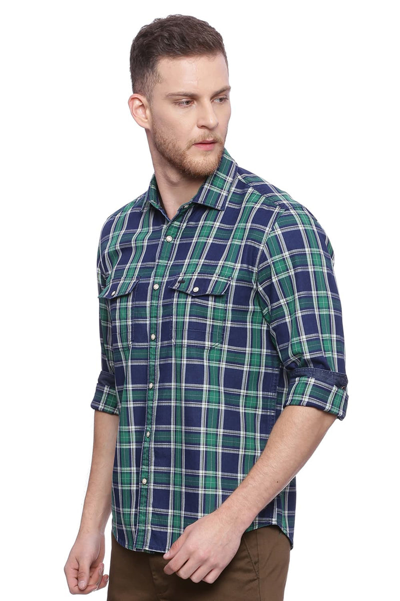 BASICS SLIM FIT CHECKS SHIRT