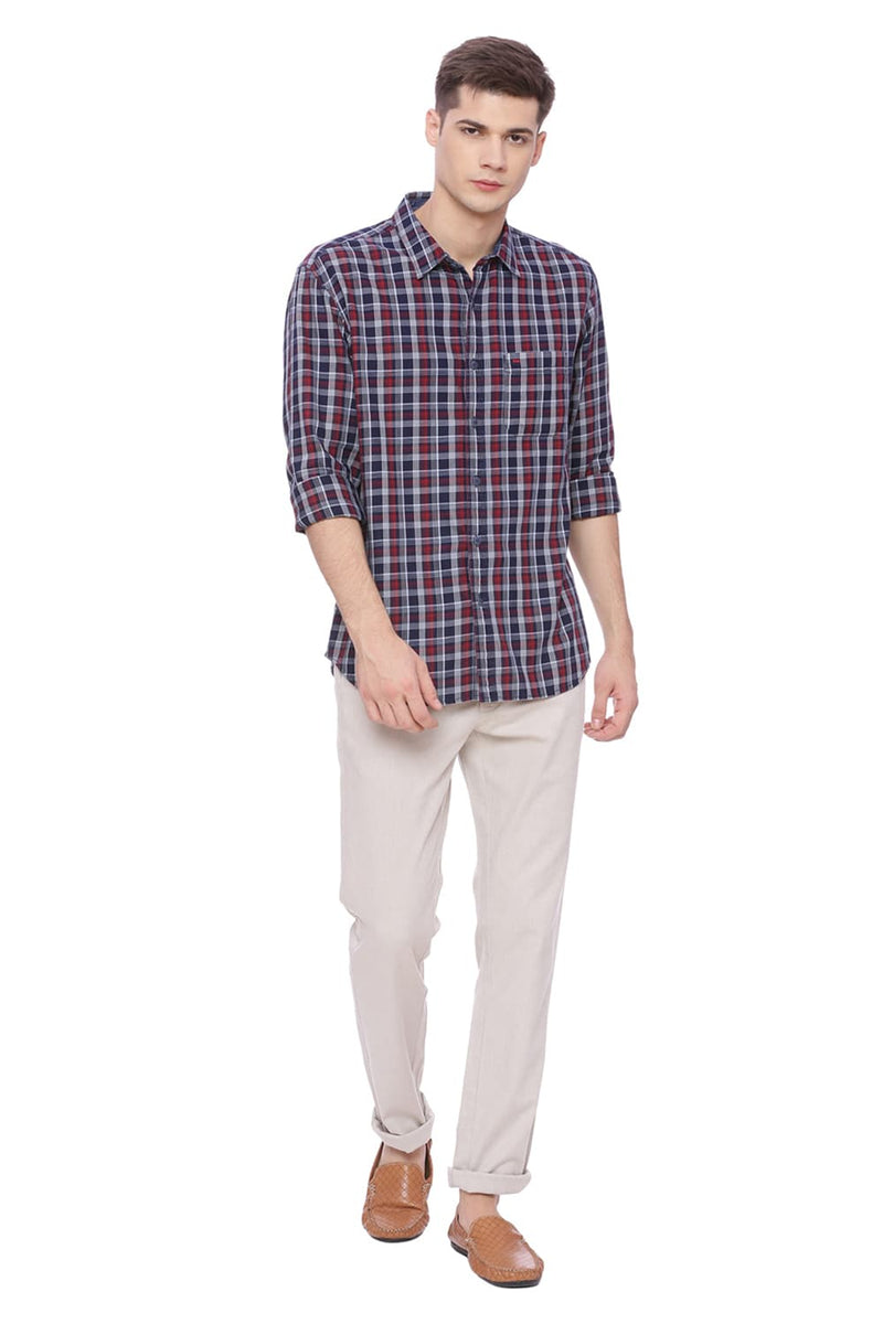 BASICS SLIM FIT CHECKS SHIRT