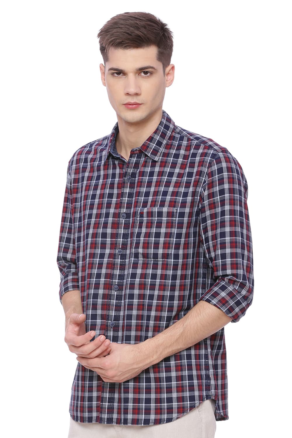 BASICS SLIM FIT CHECKS SHIRT