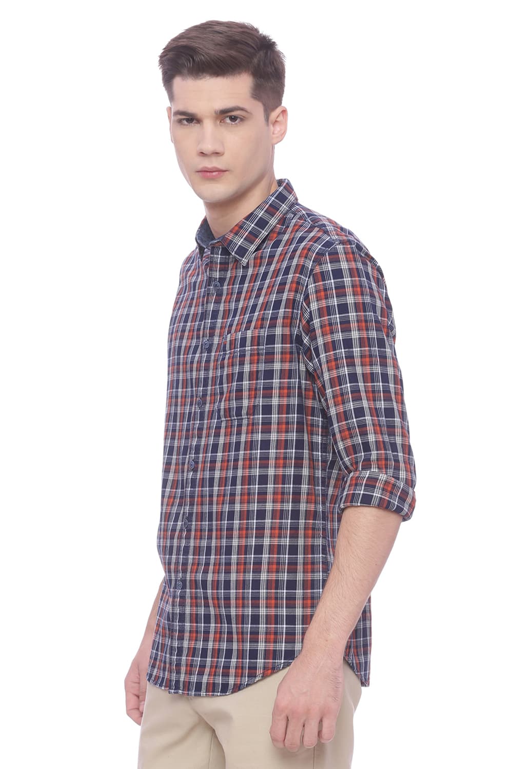 BASICS SLIM FIT CHECKS SHIRT