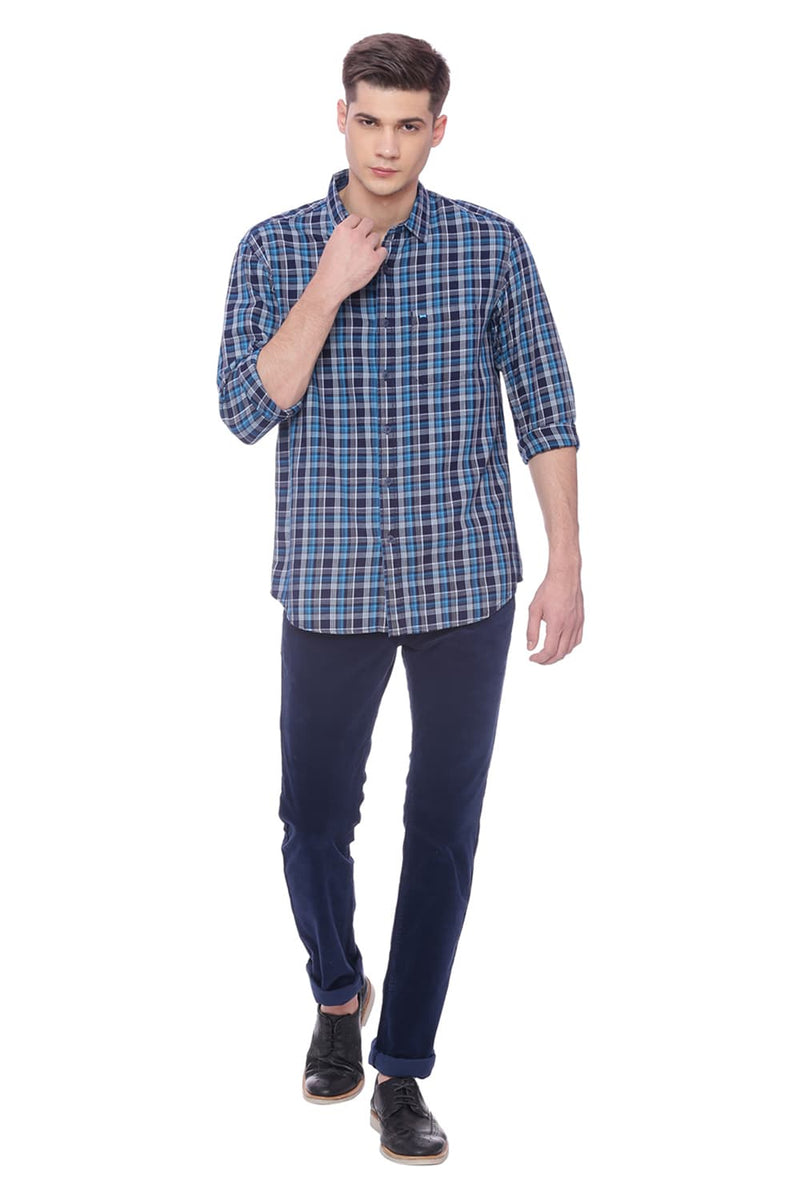 BASICS SLIM FIT CHECKS SHIRT