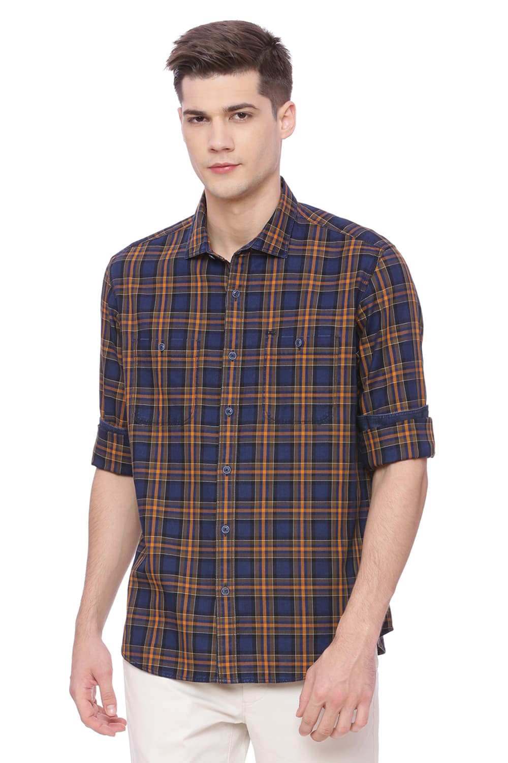 BASICS SLIM FIT CHECKS SHIRT