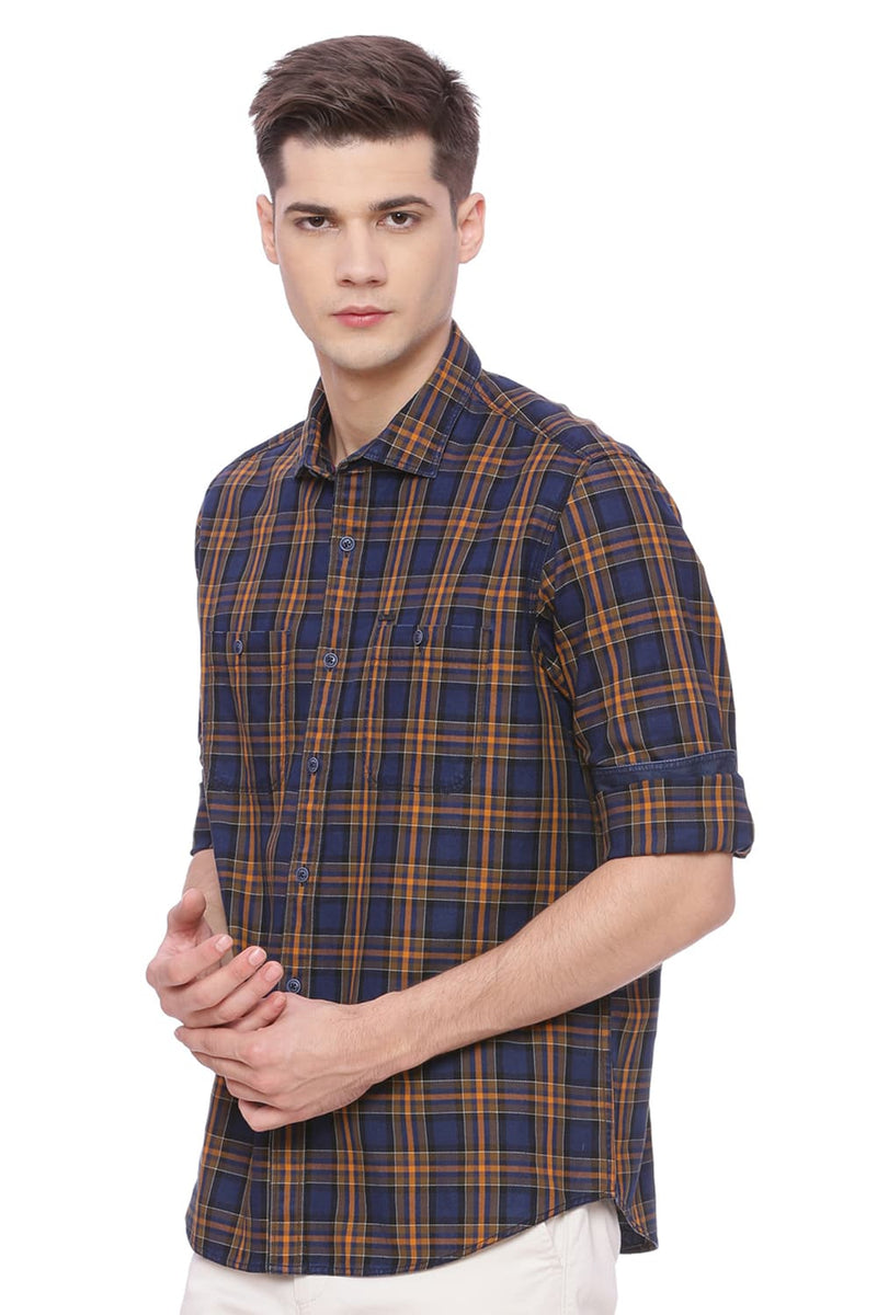 BASICS SLIM FIT CHECKS SHIRT