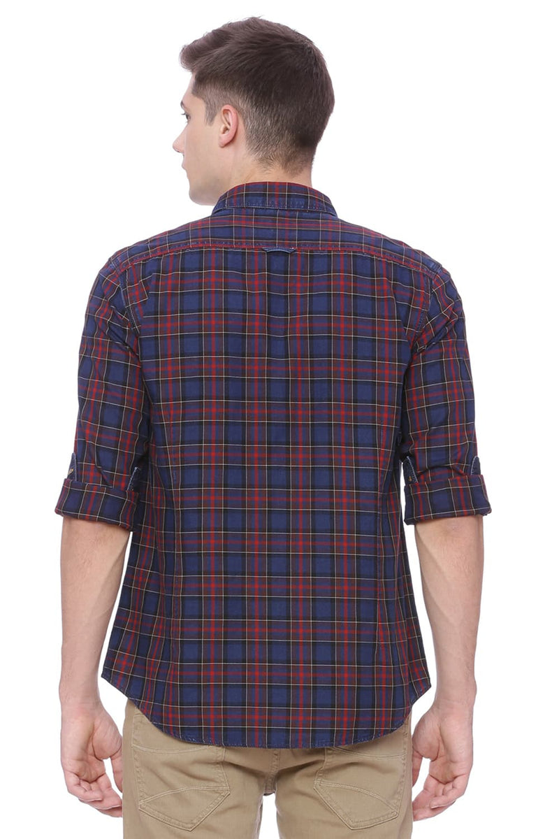 BASICS SLIM FIT CHECKS SHIRT