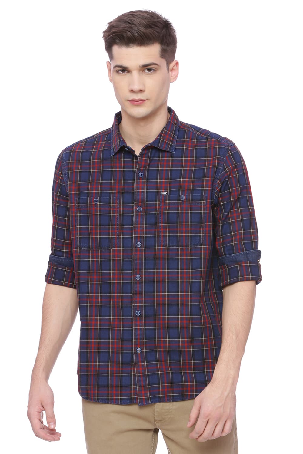 BASICS SLIM FIT CHECKS SHIRT