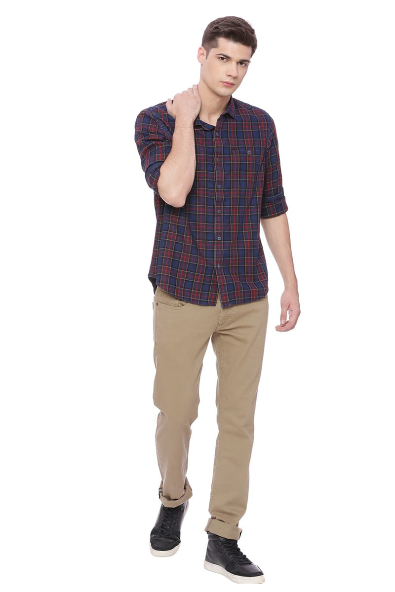 BASICS SLIM FIT CHECKS SHIRT