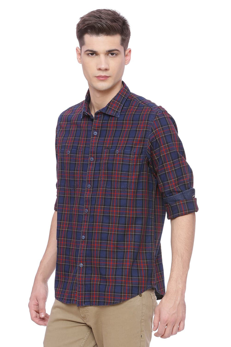 BASICS SLIM FIT CHECKS SHIRT