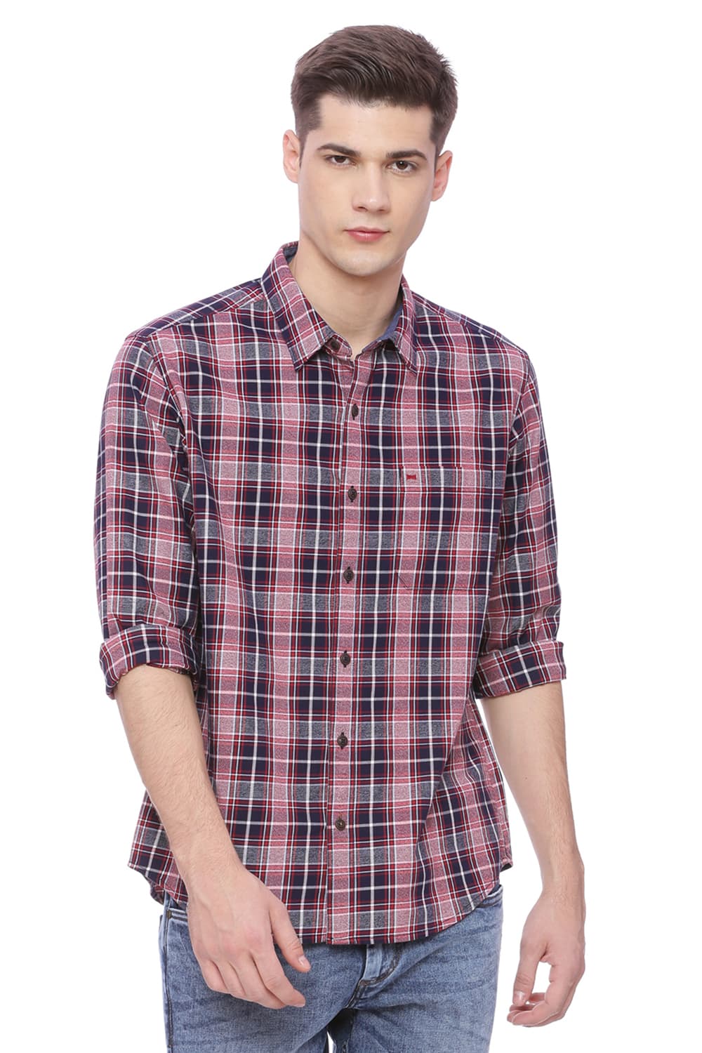 BASICS SLIM FIT CHECKS SHIRT