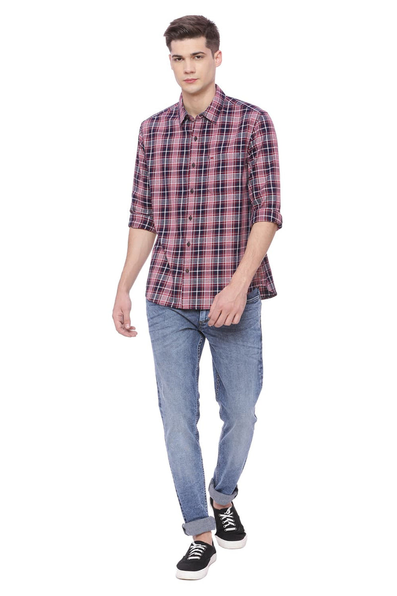 BASICS SLIM FIT CHECKS SHIRT