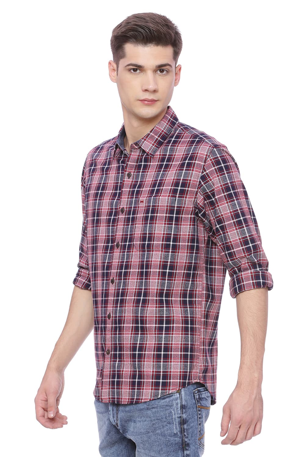 BASICS SLIM FIT CHECKS SHIRT