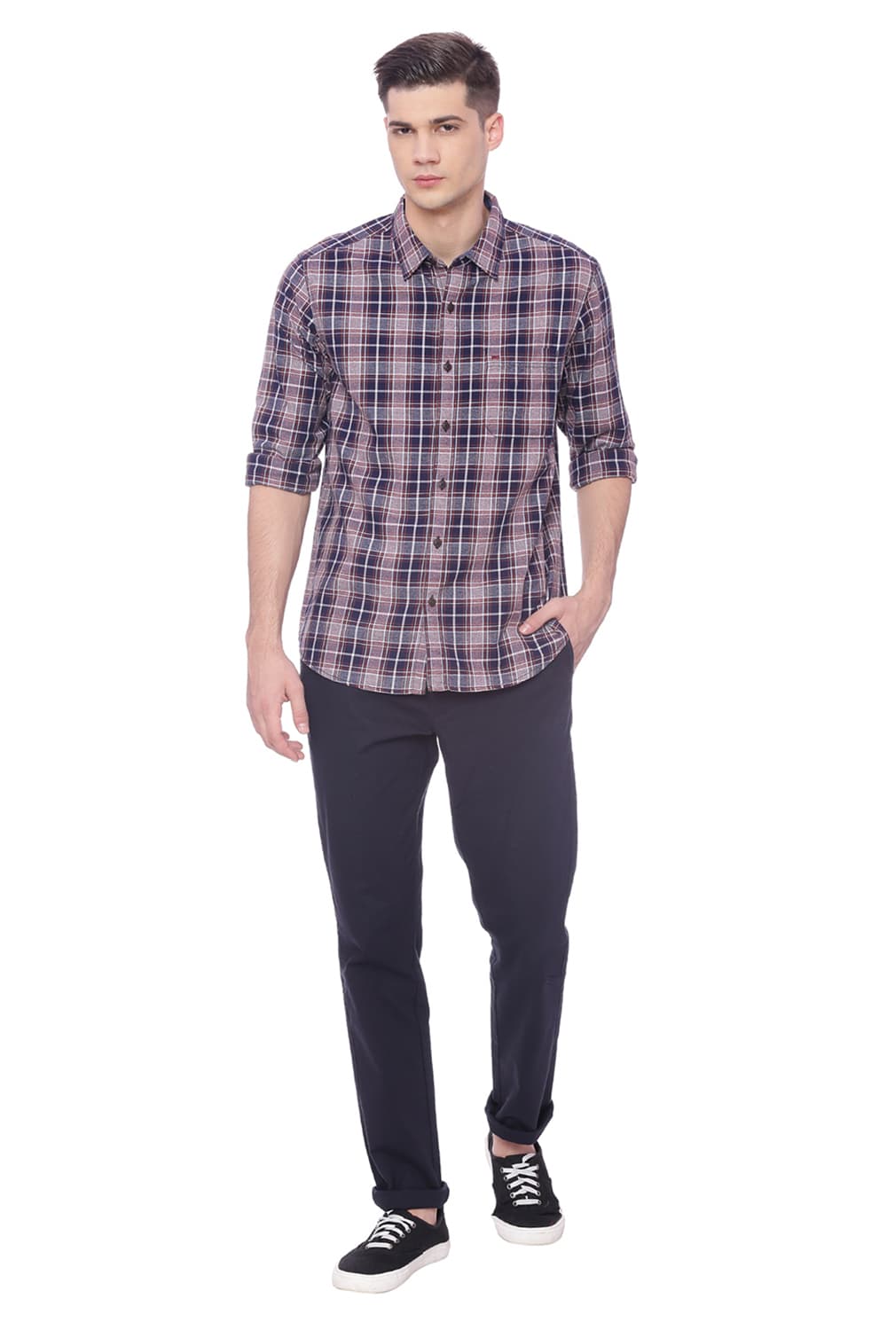 BASICS SLIM FIT CHECKS SHIRT