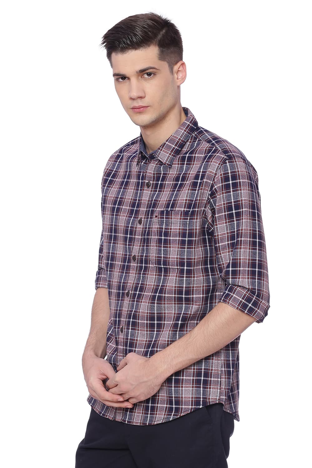 BASICS SLIM FIT CHECKS SHIRT