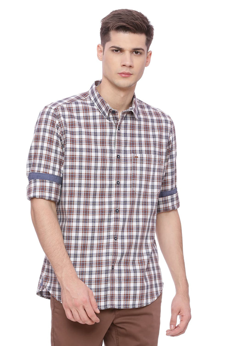 BASICS SLIM FIT CHECKS SHIRT