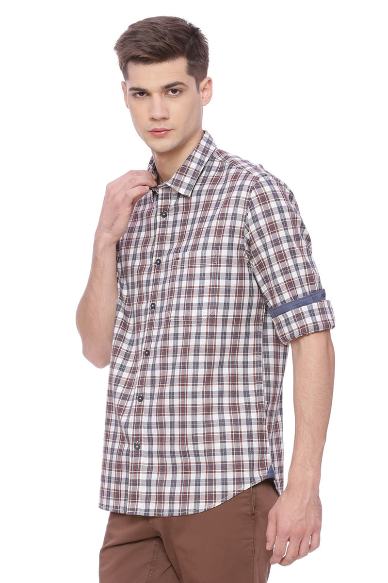 BASICS SLIM FIT CHECKS SHIRT