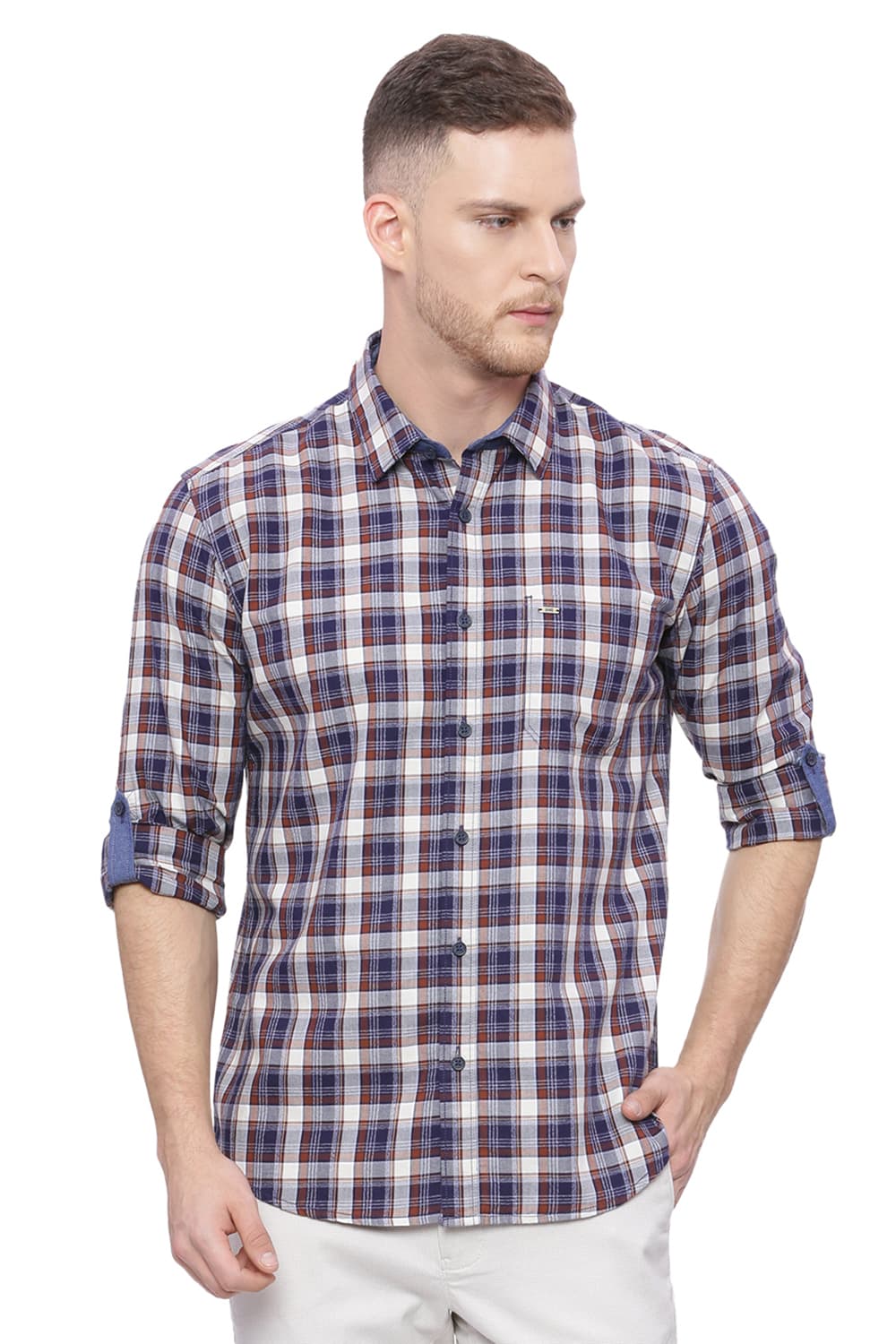 BASICS SLIM FIT CHECKS SHIRT