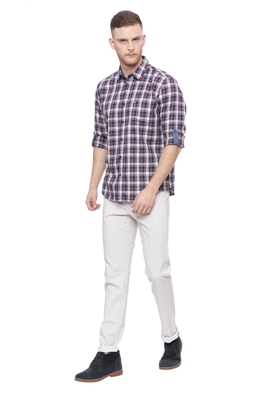 BASICS SLIM FIT CHECKS SHIRT