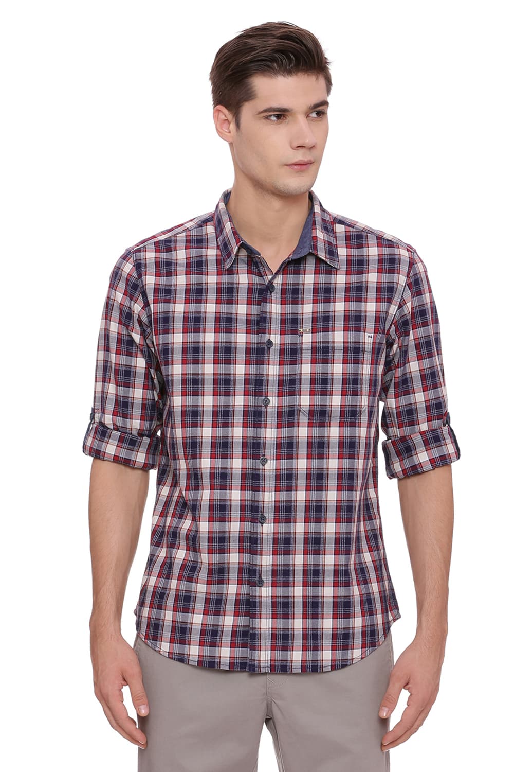 BASICS SLIM FIT CHECKS SHIRT