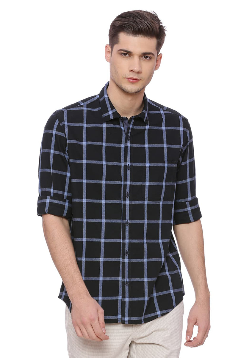 BASICS SLIM FIT CHECKS SHIRT