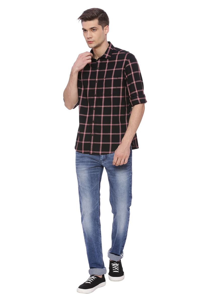 BASICS SLIM FIT CHECKS SHIRT