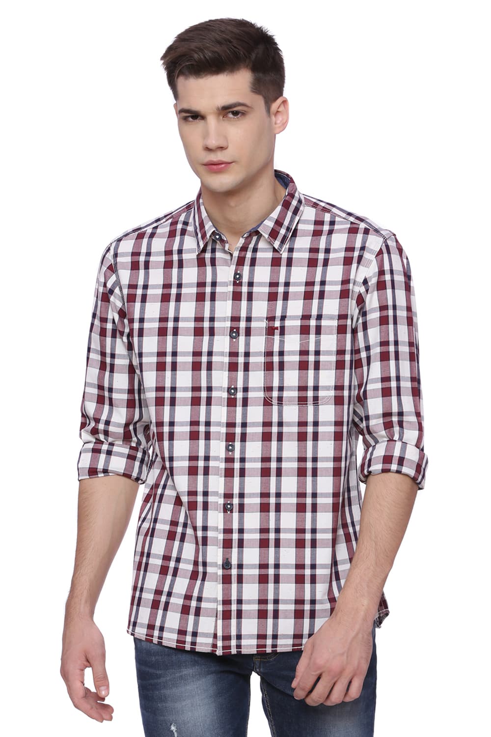 BASICS SLIM FIT CHECKS SHIRT