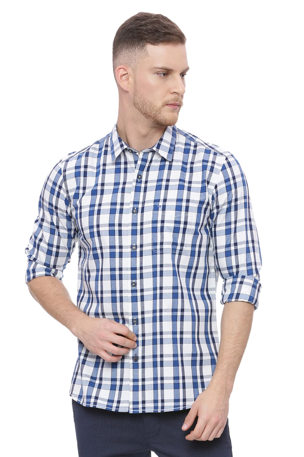 BASICS SLIM FIT CHECKS SHIRT