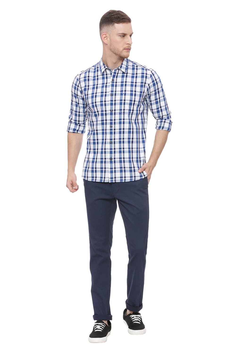 BASICS SLIM FIT CHECKS SHIRT