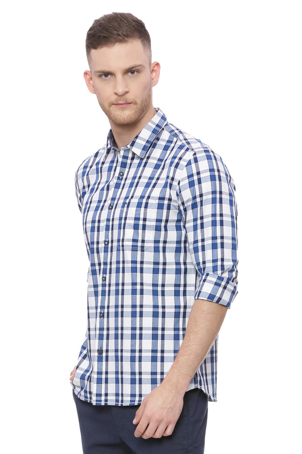 BASICS SLIM FIT CHECKS SHIRT