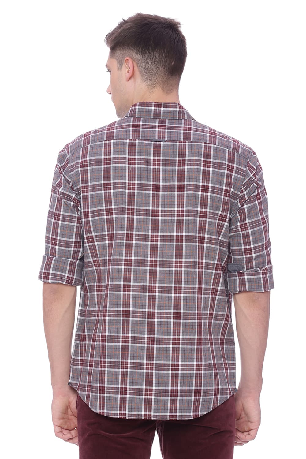 BASICS SLIM FIT MELANGE CHECKS SHIRT