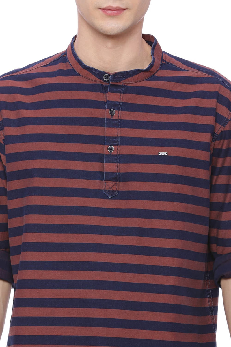 BASICS SLIM FIT WEFT STRIPES SHIRT