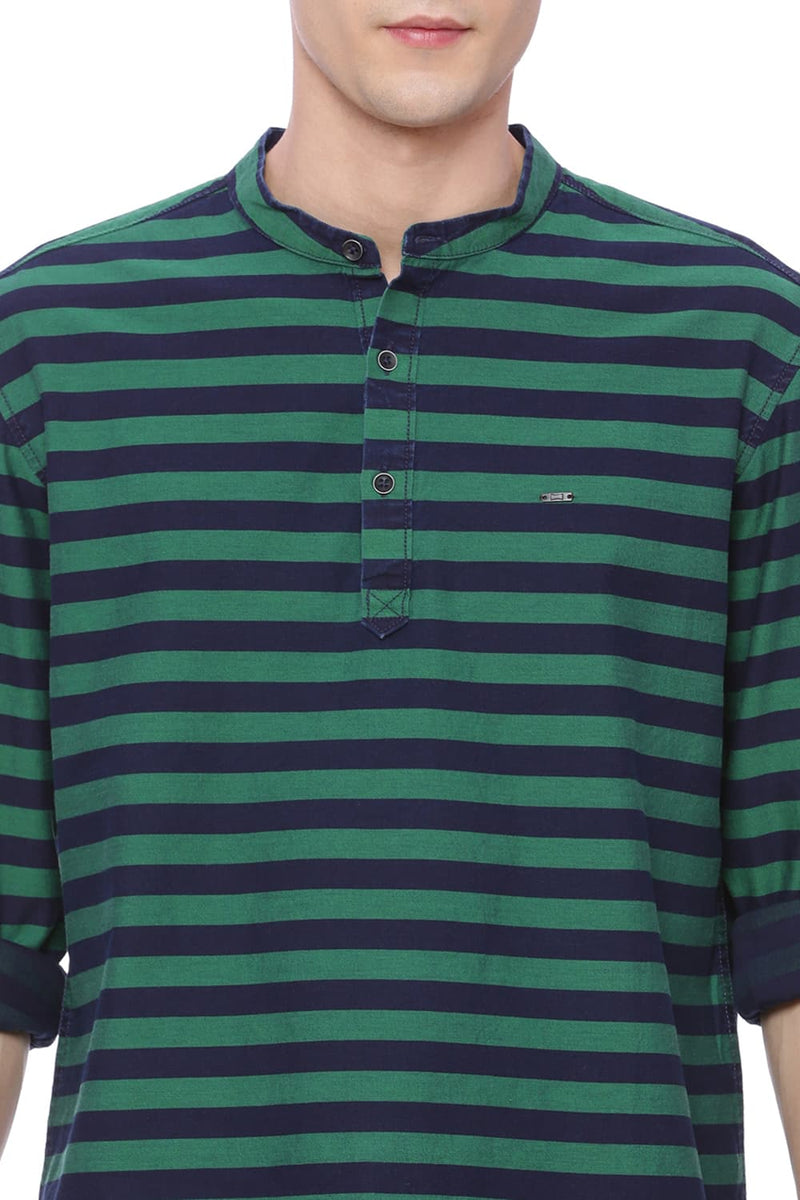 BASICS SLIM FIT WEFT STRIPES SHIRT