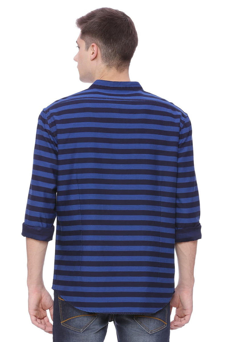 BASICS SLIM FIT WEFT STRIPES SHIRT