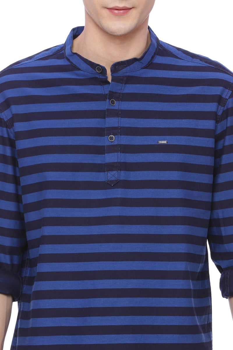 BASICS SLIM FIT WEFT STRIPES SHIRT