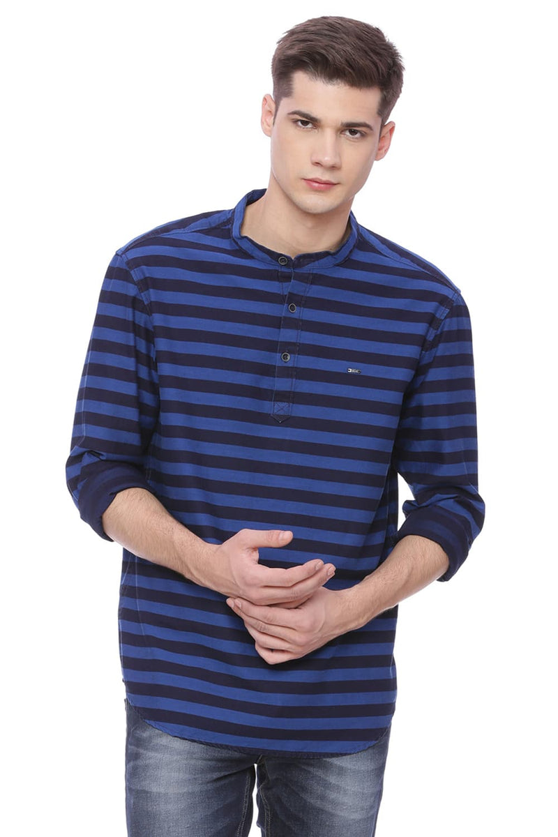 BASICS SLIM FIT WEFT STRIPES SHIRT