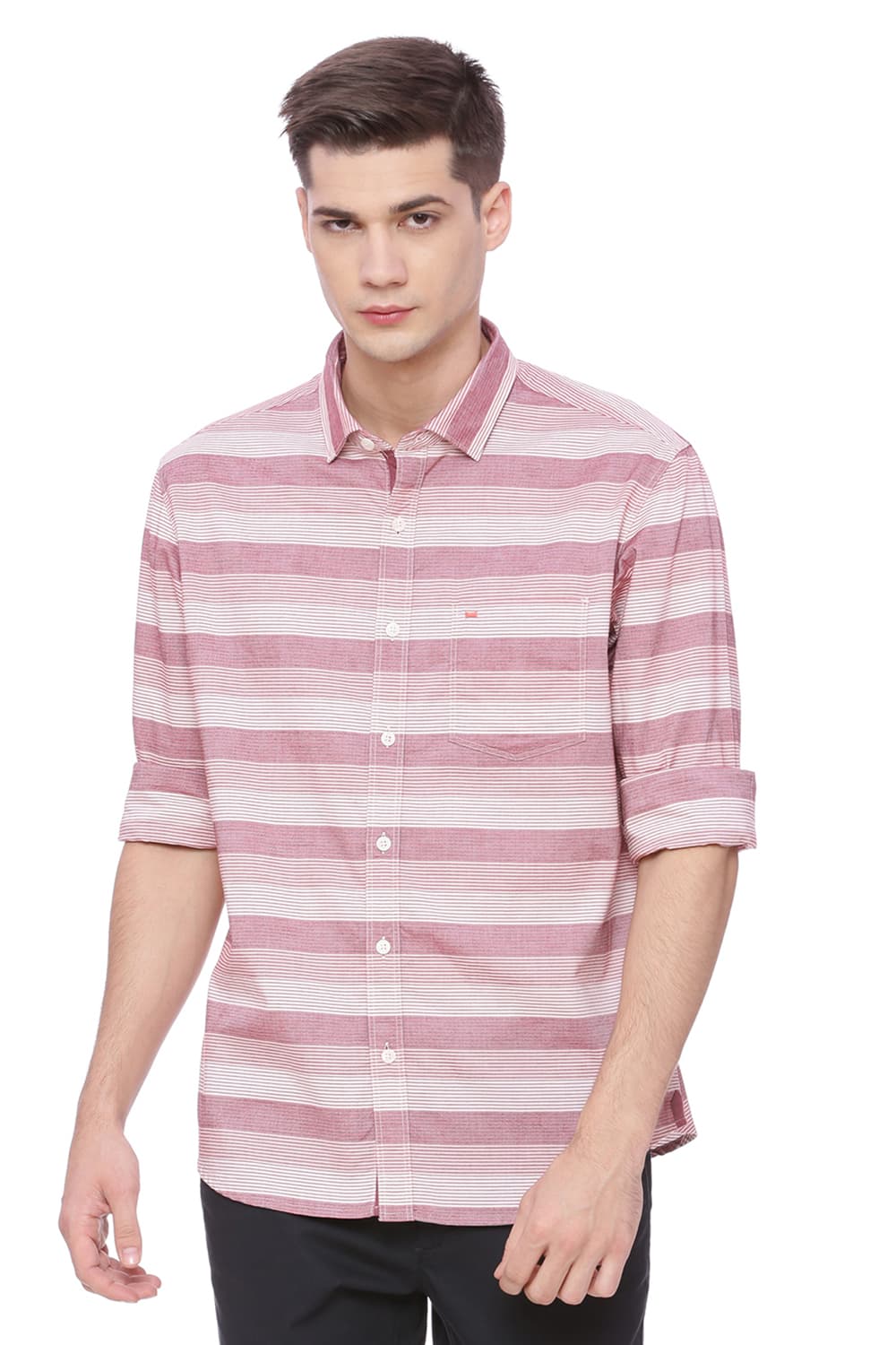 BASICS SLIM FIT STRIPES SHIRT