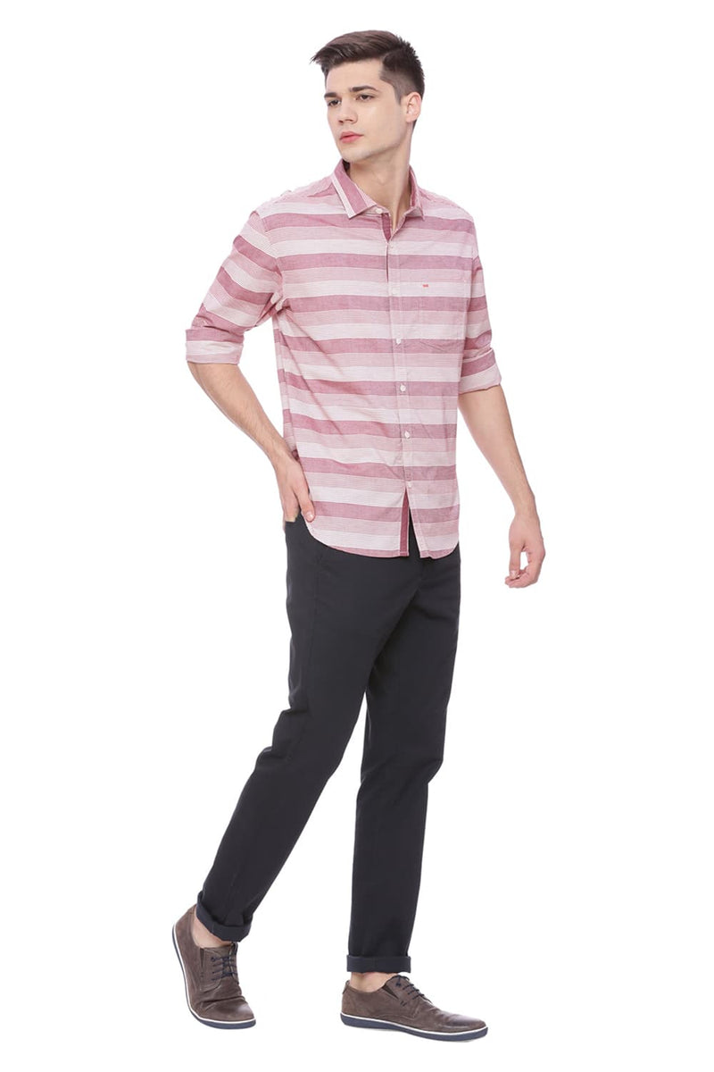 BASICS SLIM FIT STRIPES SHIRT