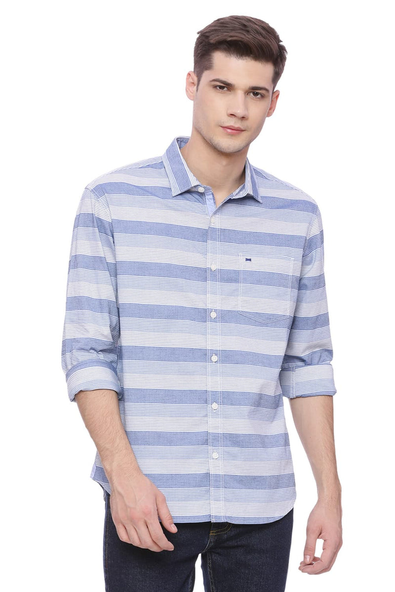 BASICS SLIM FIT STRIPES SHIRT