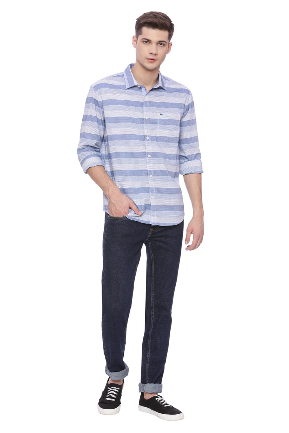 BASICS SLIM FIT STRIPES SHIRT