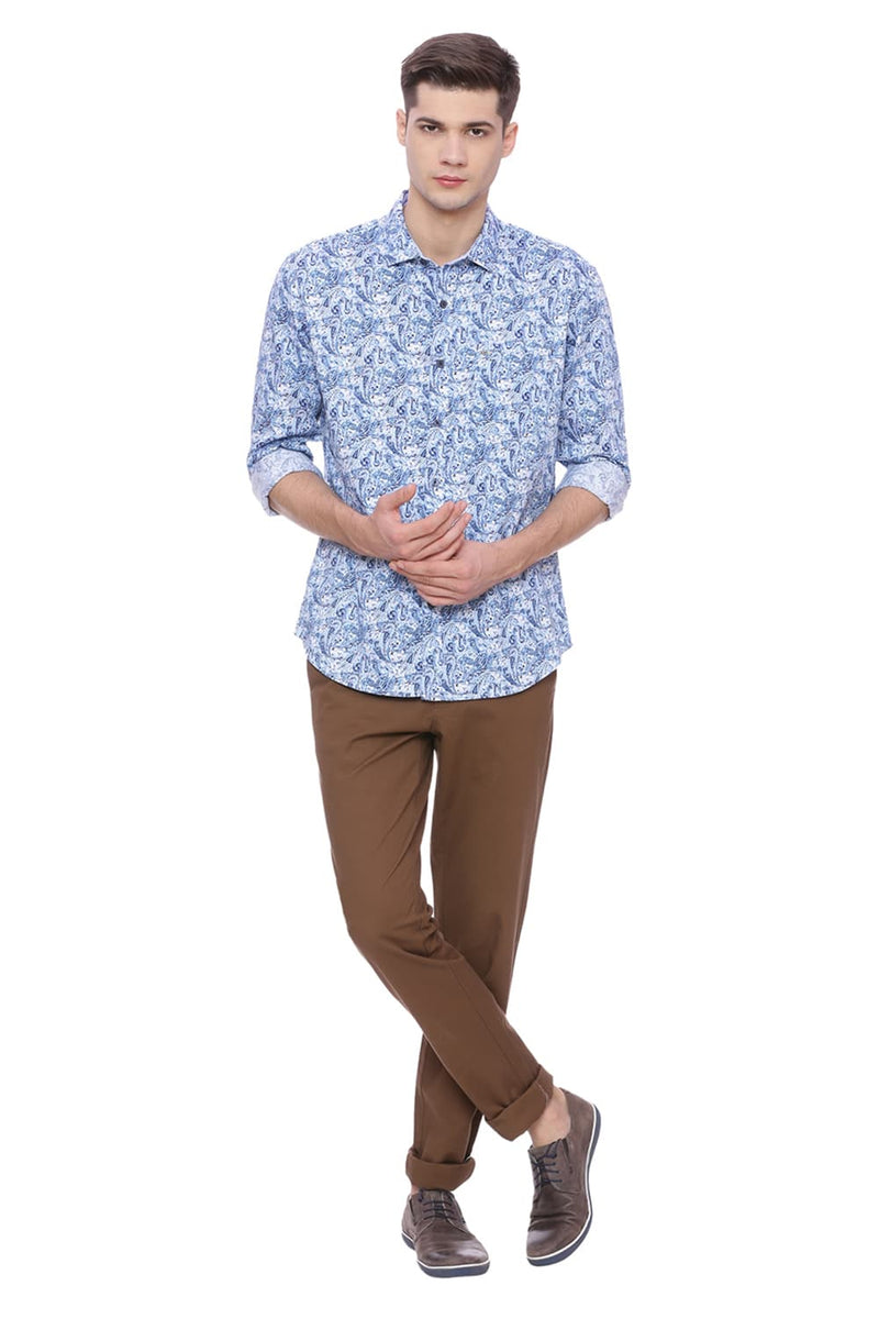 BASICS SLIM FIT PRINTED SHIRT