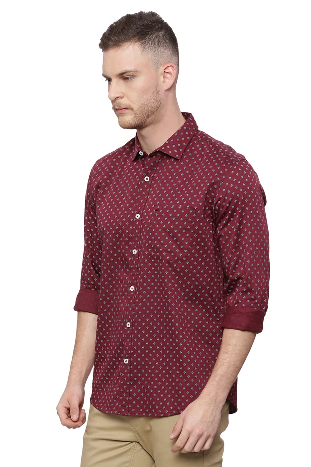 BASICS SLIM FIT PRINTED SHIRT