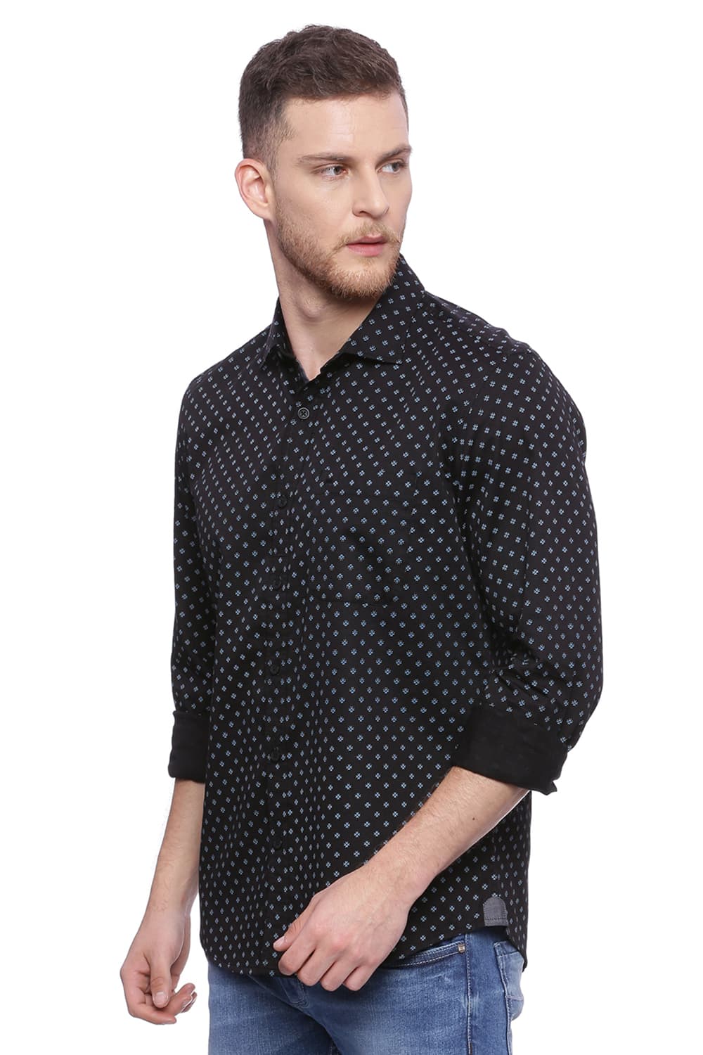 BASICS SLIM FIT PRINTED SHIRT