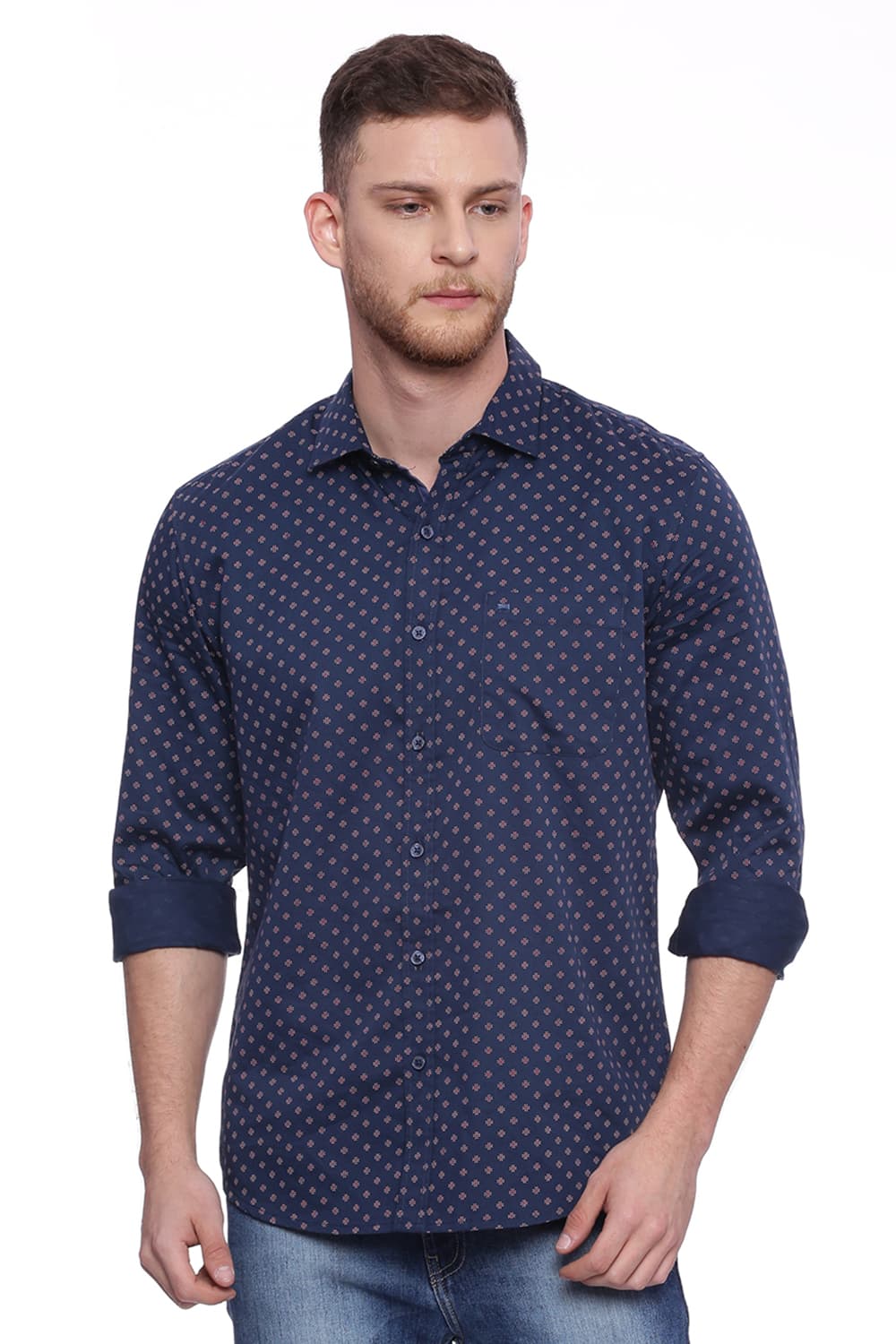 BASICS SLIM FIT PRINTED SHIRT