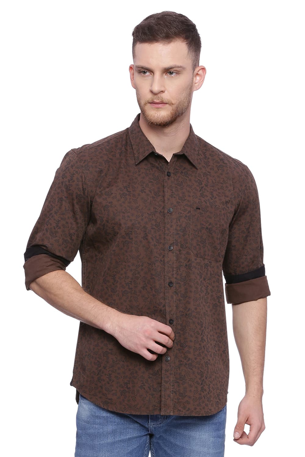 BASICS SLIM FIT PRINTED SHIRT