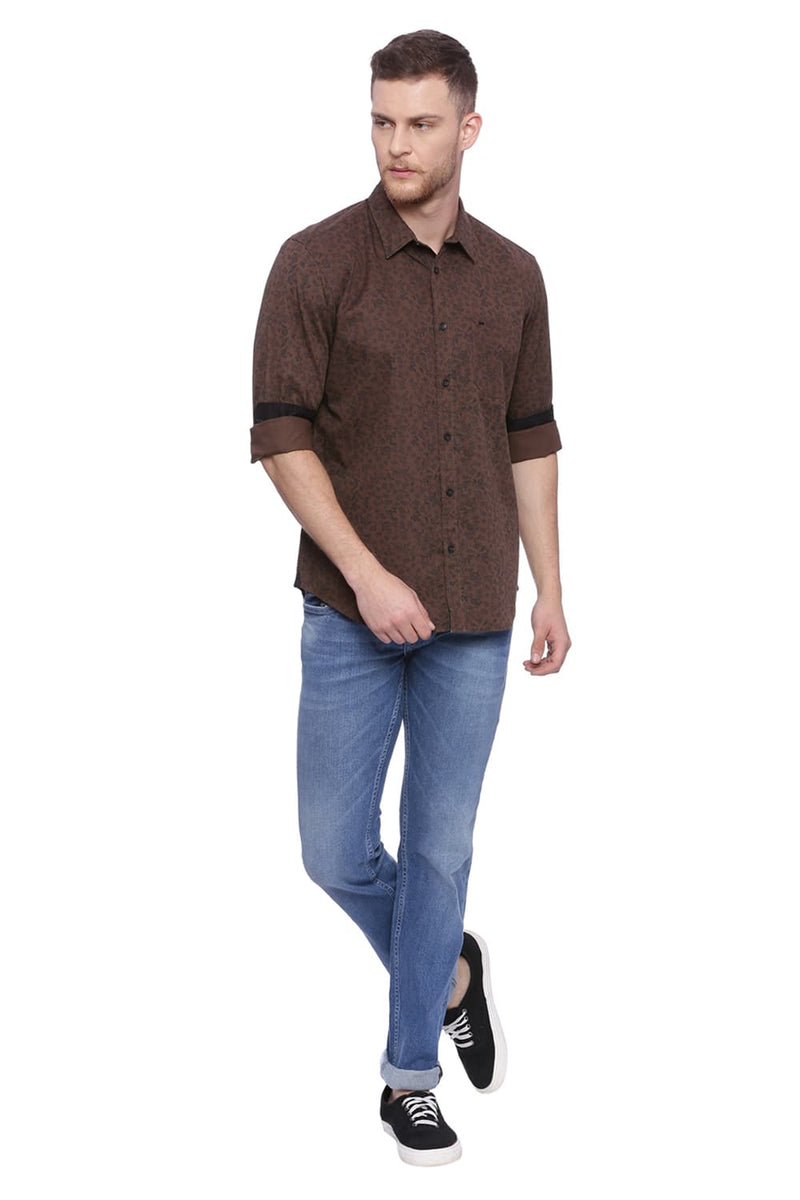 BASICS SLIM FIT PRINTED SHIRT