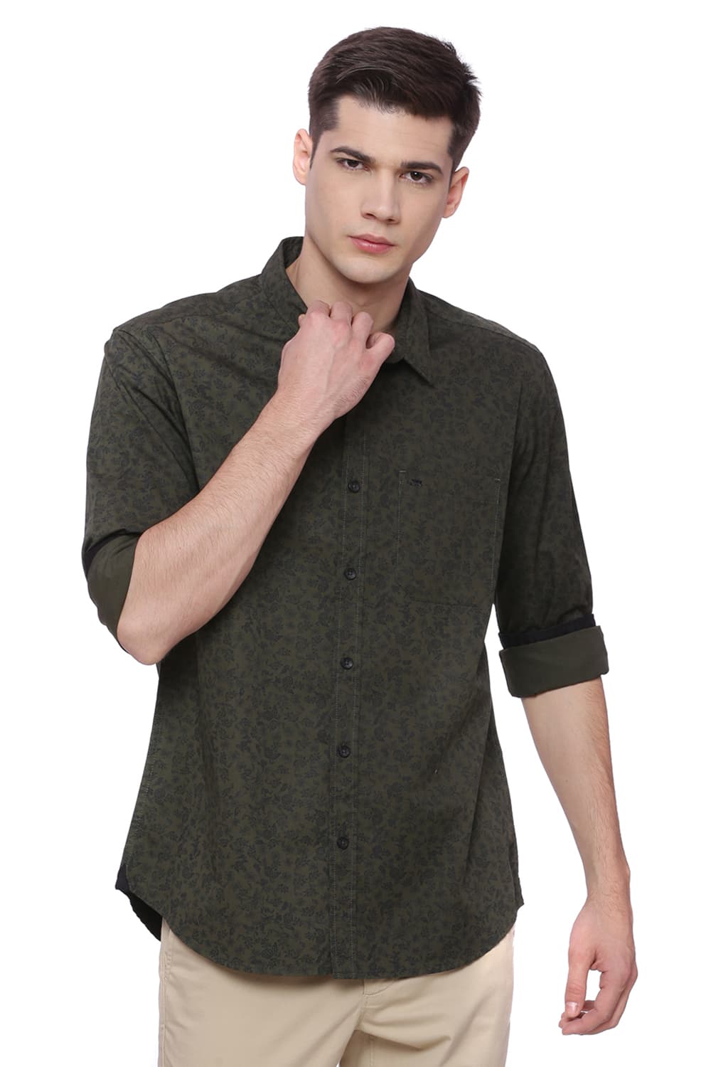 BASICS SLIM FIT PRINTED SHIRT