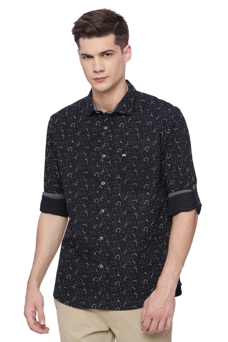 BASICS SLIM FIT PRINTED SHIRT