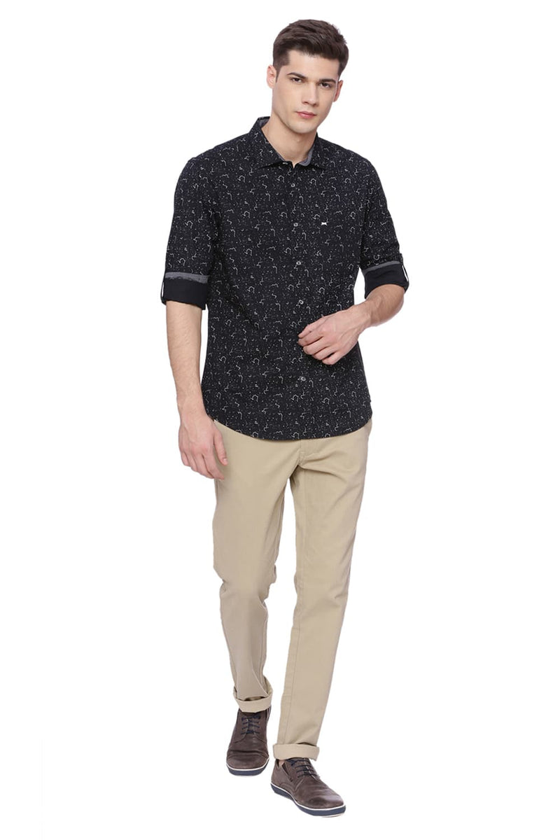 BASICS SLIM FIT PRINTED SHIRT