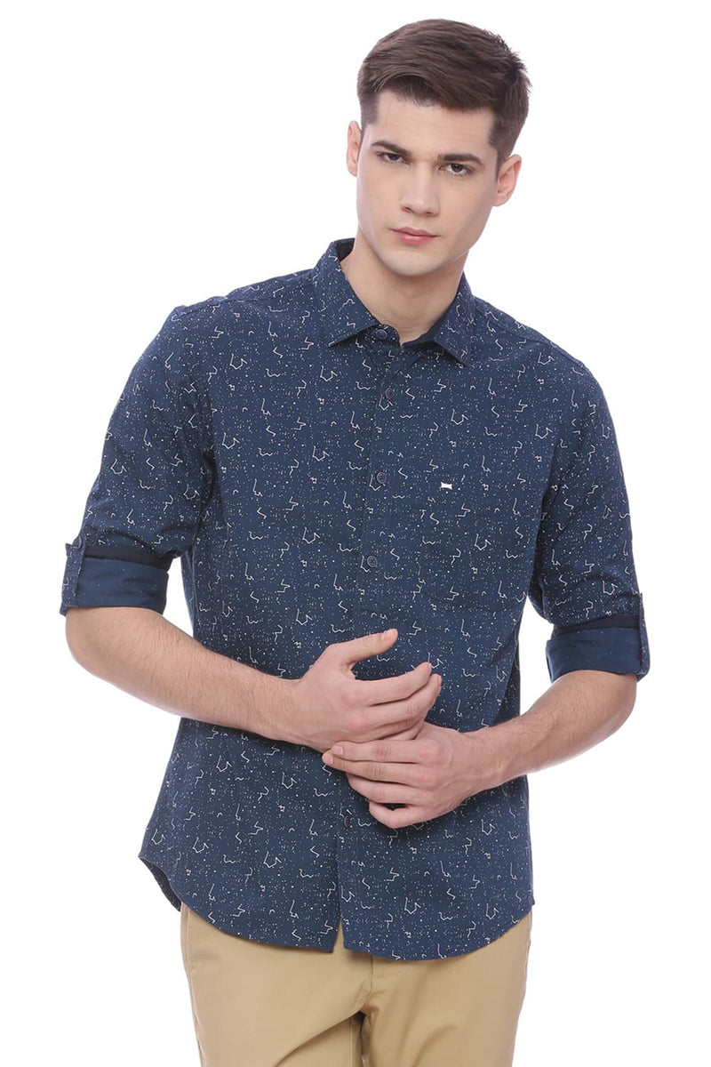 BASICS SLIM FIT PRINTED SHIRT